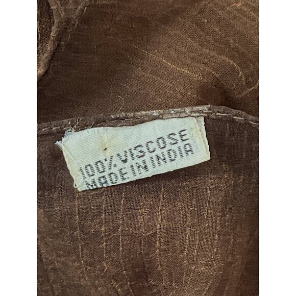 Vtg Brown Animal Print Crinkle Scarf 100% Viscose India 70x42 - Picture 5 of 6